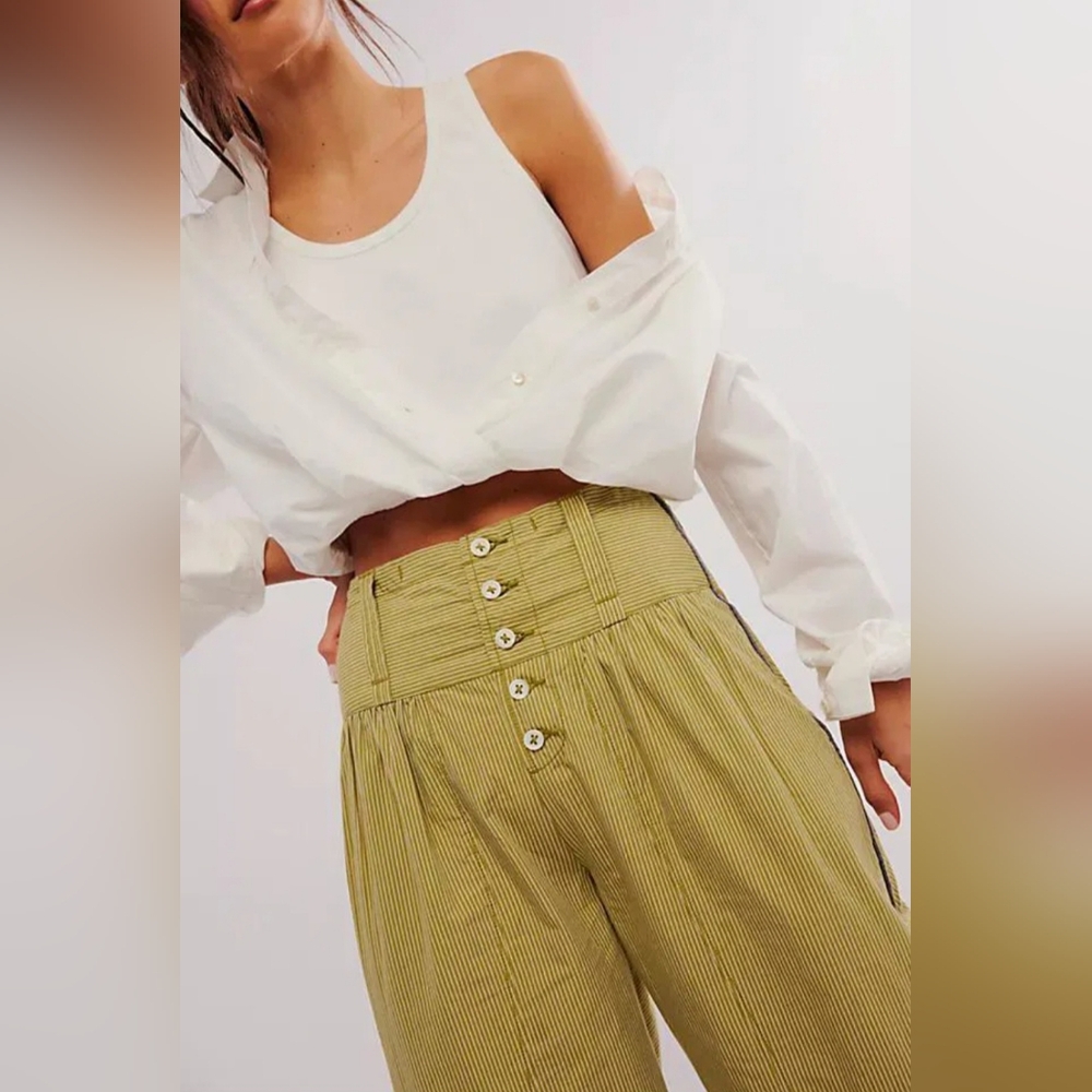 Free People Good Call Striped Pull On Trousers - Picture 4 of 8
